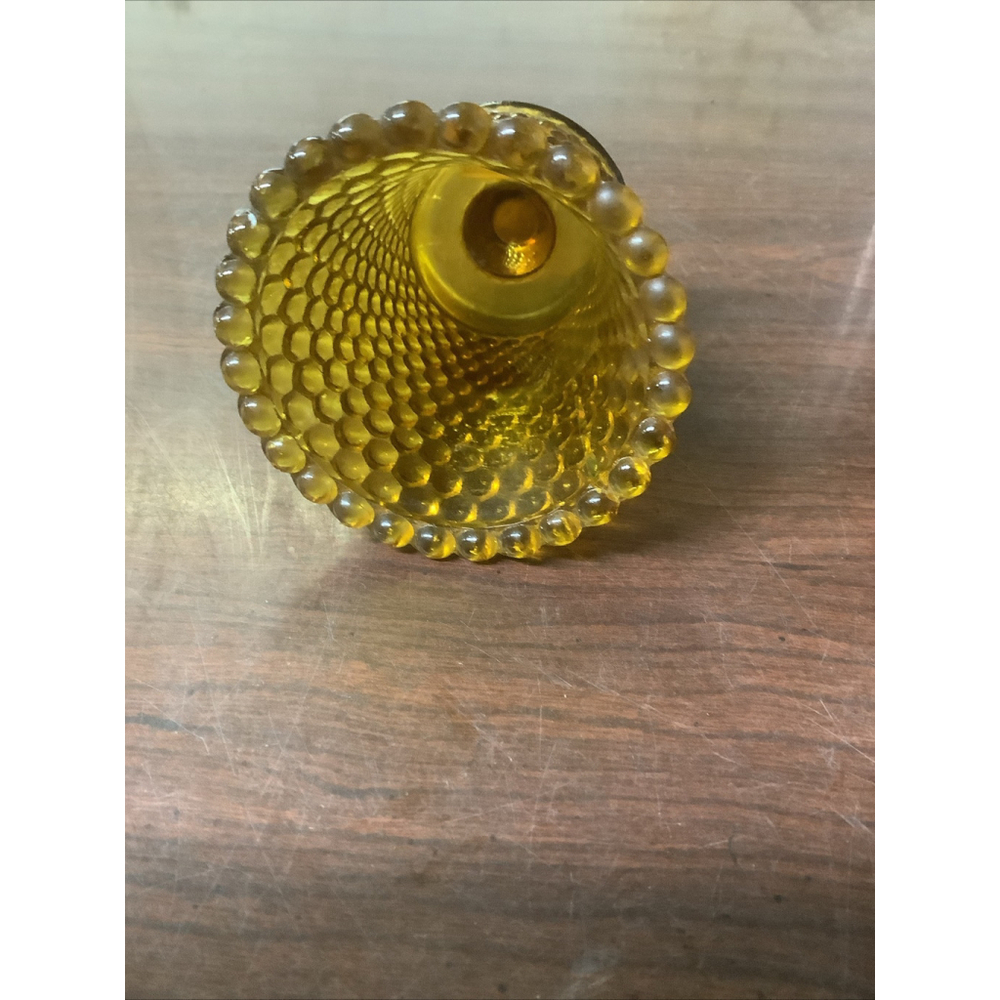 Vintage Amber Glass Hobnail Ped Votive Cup Candle Holder - Picture 3 of 4